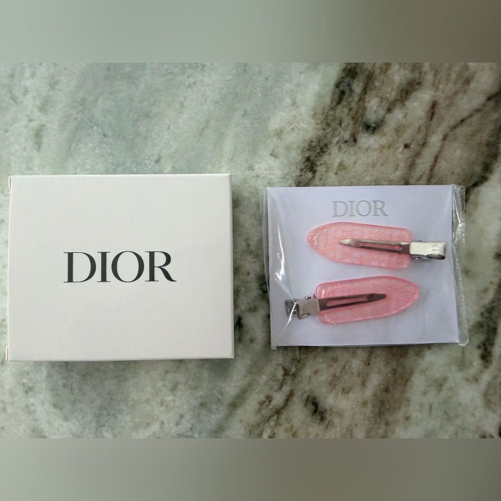 Dior Backstage Barrette Set of 2. SEALED NIB Pretty in PINK! Silver Metal
